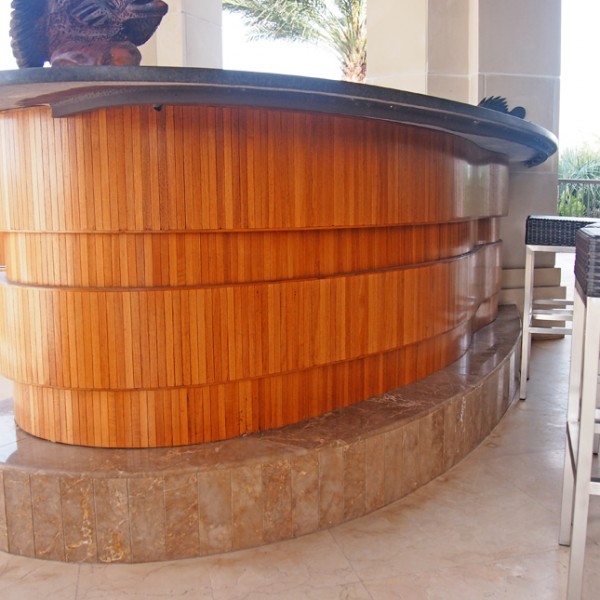 bayside curved teak bar