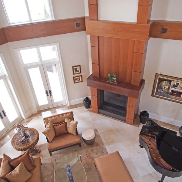 two-storey fireplace & mantle